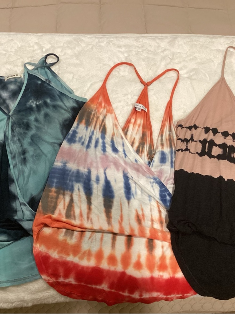 Young Fabulous & Broke Orange Blue Tie-Dye Wrap Tank Top